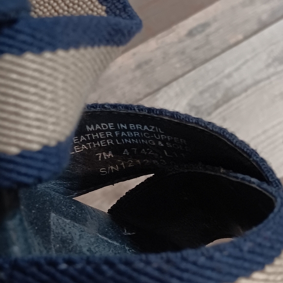 Tory Burch Chic Navy Blue and Cream Clueless Preppy Strappy Heels Size 7 - Picture 5 of 8